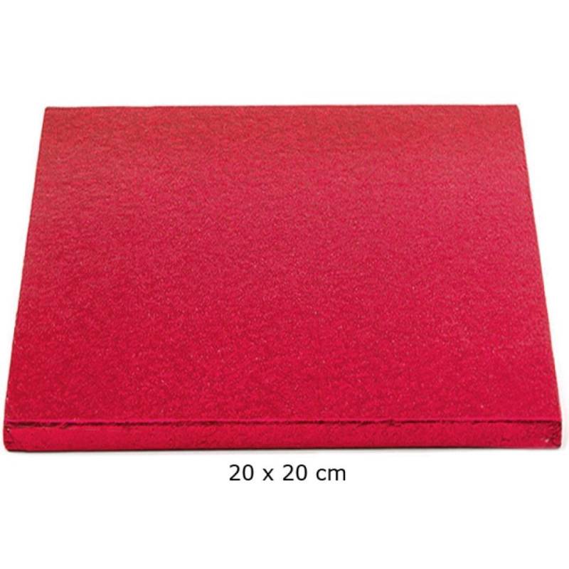 Cake Board, Rot, Quadrat, 20 cm, ~1,2cm dick von Pati-Versand