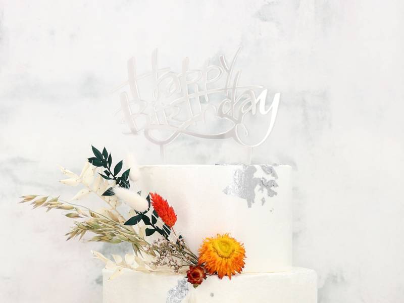 Cake Topper Happy Birthday silber von Cake-Masters