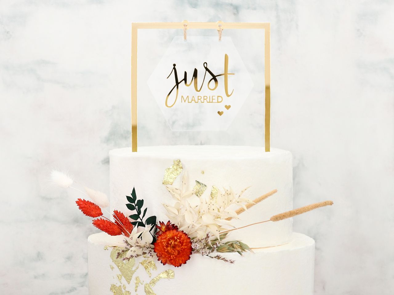 Cake Topper Just married gold von Cake-Masters
