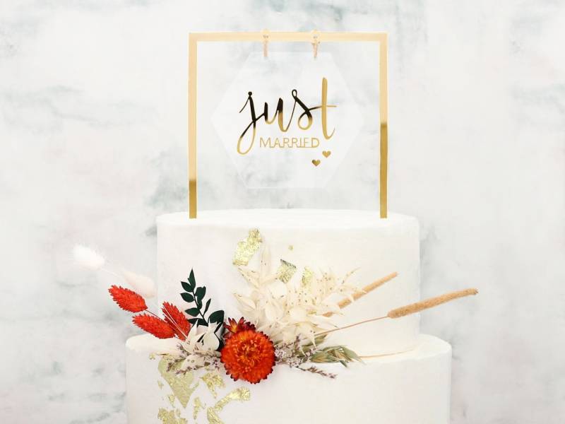 Cake Topper Just married gold von Cake-Masters
