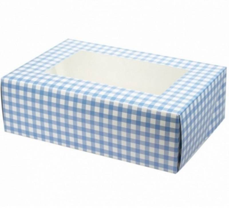 Culpitt Cupcake-Box, für 6 Cupcakes, karo, blau, 2 Stk, im Set von Pati-Versand