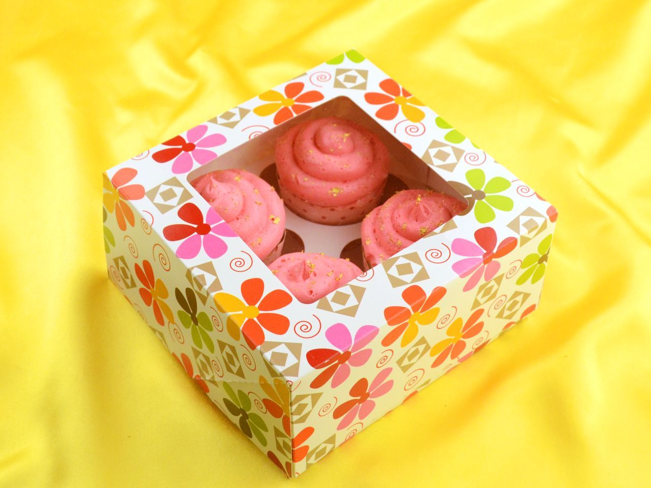 Cupcake Box Blumen für 4 Stück 2er Set von Pati-Versand