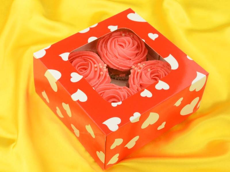 Cupcake Box Herzen für 4 Stück 2er Set von Pati-Versand
