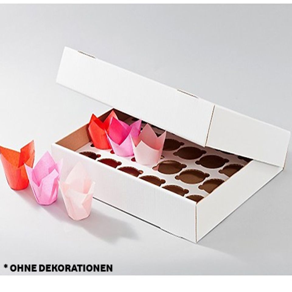 Cupcake Box für 24 Tulpen Cupcakes, weiß, 5er Set Cupcake Box für 24 Tulpen Cupcakes, weiß, 5er Set von Pati-Versand