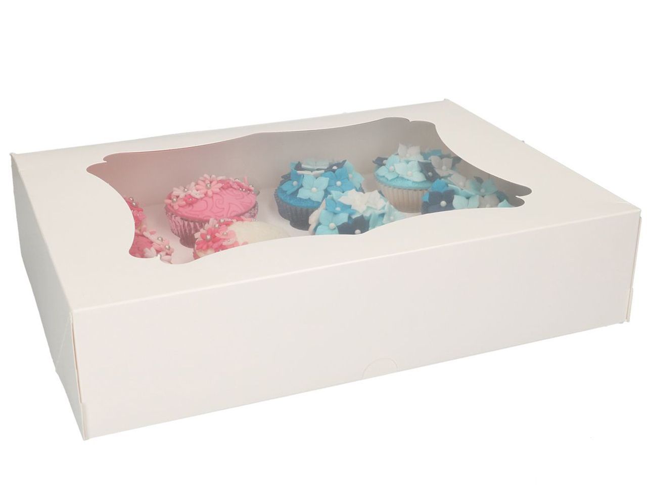 Cupcake-Muffin 12er Box mit Fenster weiß von Pati-Versand