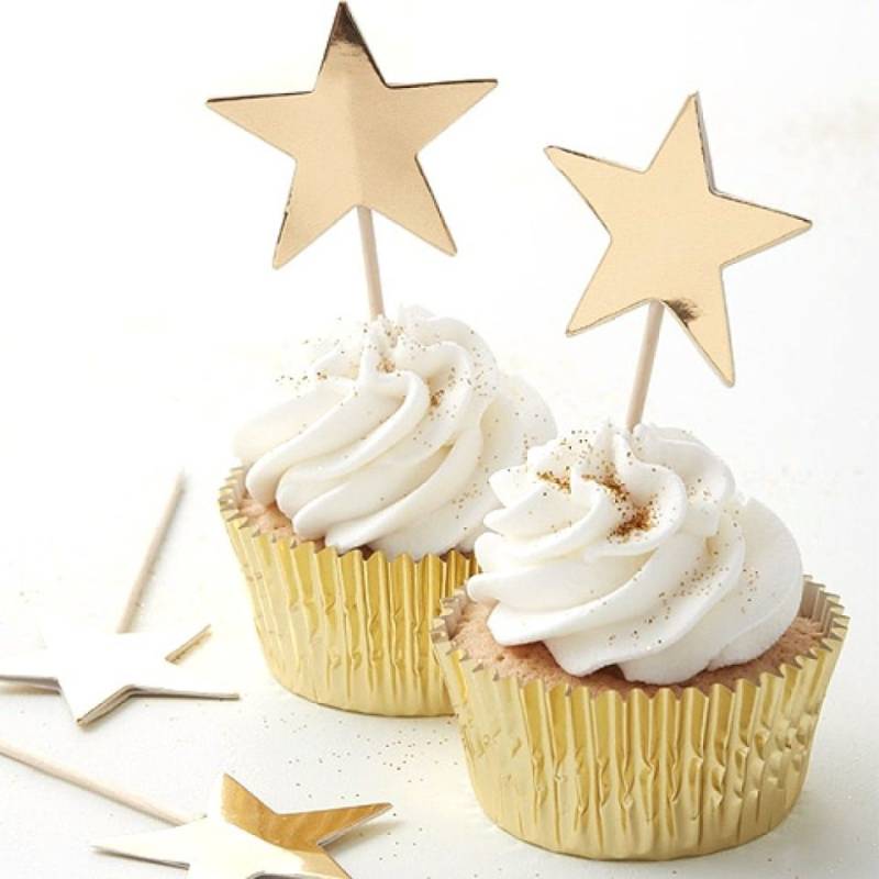 Cupcake-Picker Sterne, 10 Stück, Gold von Pati-Versand