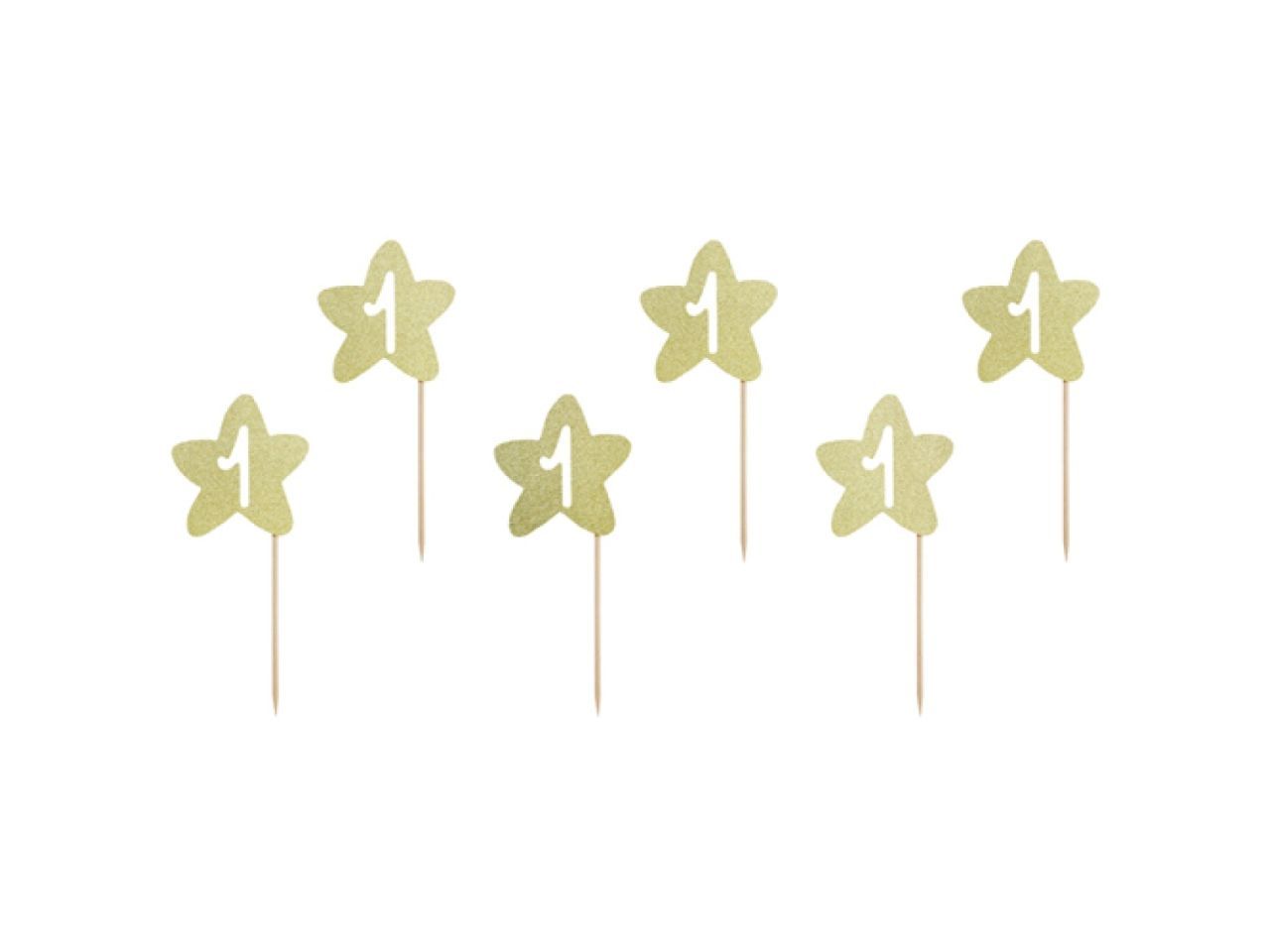 Cupcake-Picker Sterne, 6 Stück, Gold von Pati-Versand