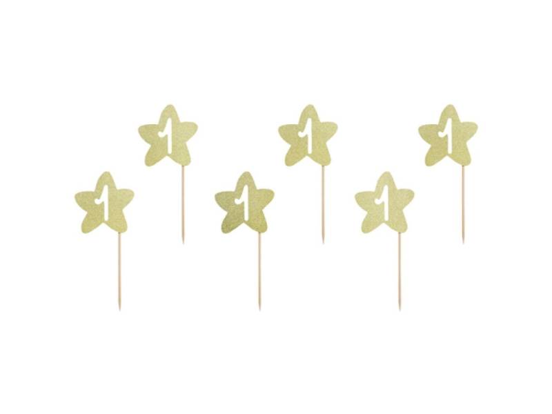 Cupcake-Picker Sterne, 6 Stück, Gold von Pati-Versand