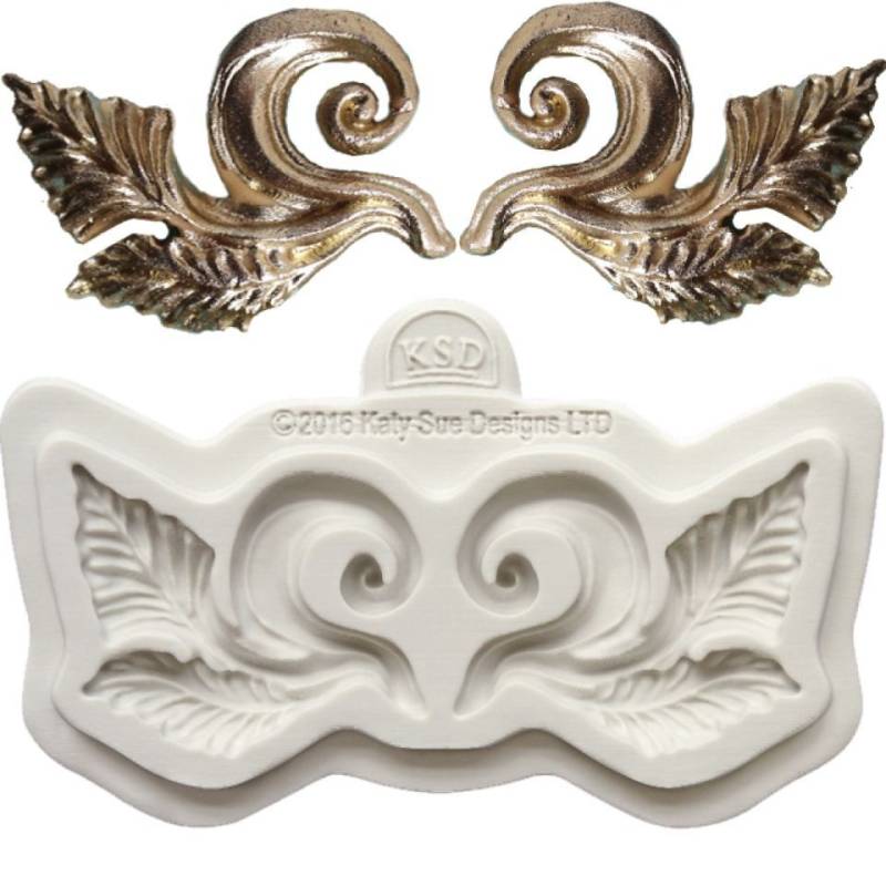 Fondantform 2 Blätter, Ornament, 3,7x3 cm von Pati-Versand