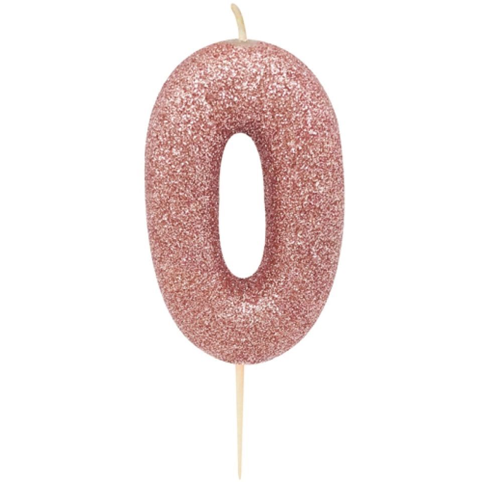 Geburtstagskerze Zahl 0, Rose Gold, 7 cm von Pati-Versand
