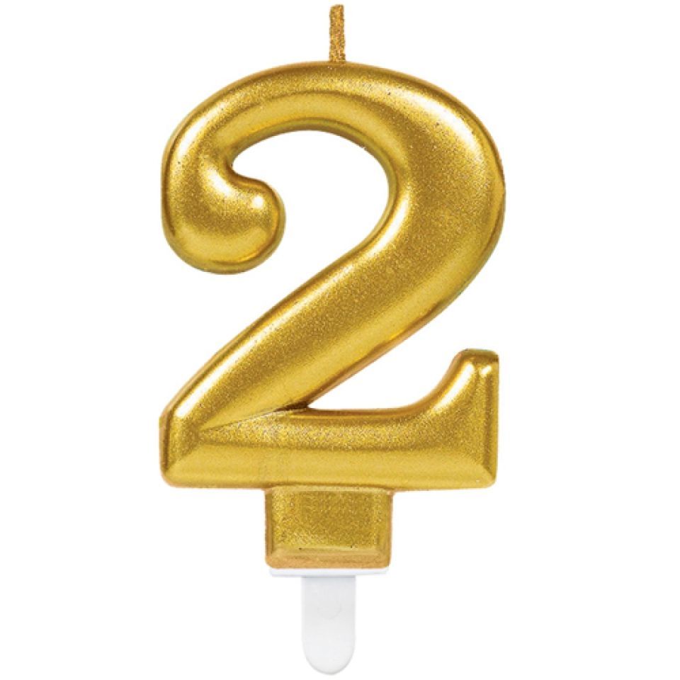 Geburtstagskerze Zahl 2, Gold, 8 cm Geburtstagskerze Zahl 2, Gold, 8 cm von Pati-Versand