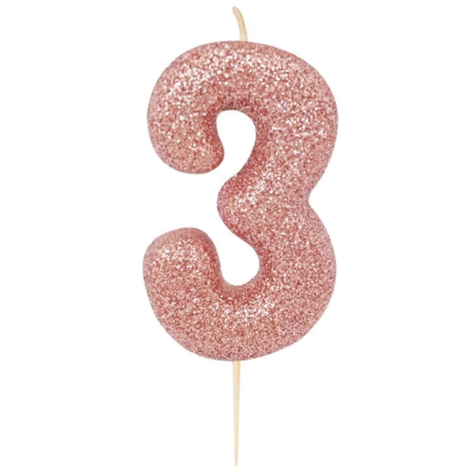 Geburtstagskerze Zahl 3, Rose Gold, 7 cm Geburtstagskerze Zahl 3, Rose Gold, 7 cm von Pati-Versand