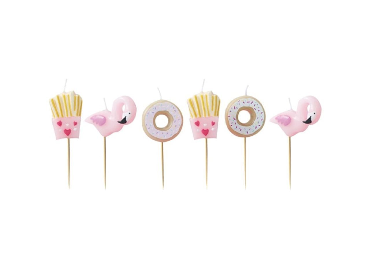 Geburtstagskerzen Flamingo & Donut, 6 Stück von Pati-Versand
