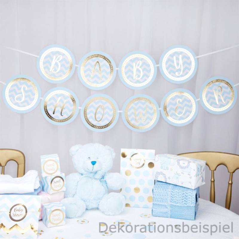 Girlande BABY SHOWER blau gold von Pati-Versand