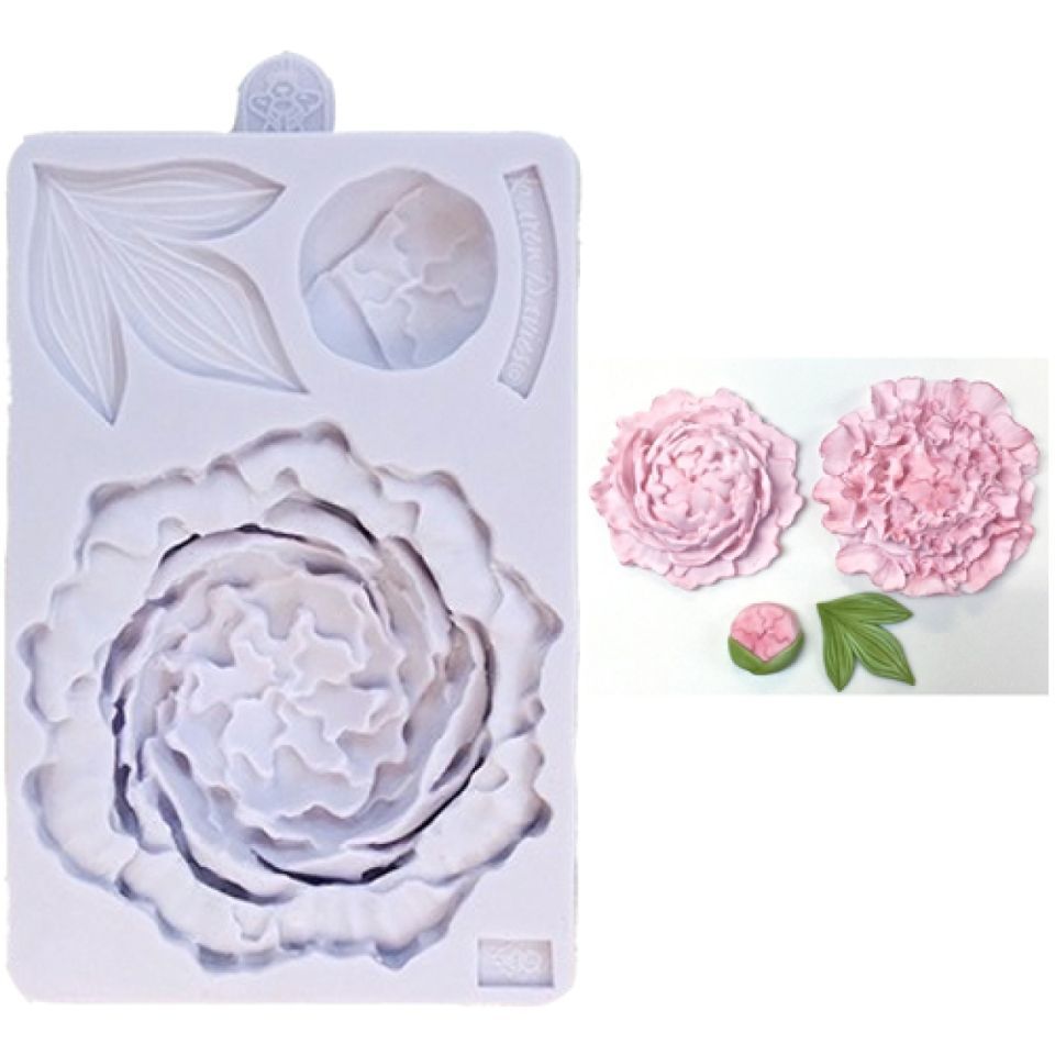 Karen Davies Fondantform Pfingstrose mit Blatt von Pati-Versand