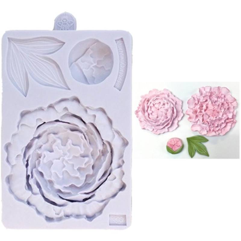 Karen Davies Fondantform Pfingstrose mit Blatt von Pati-Versand