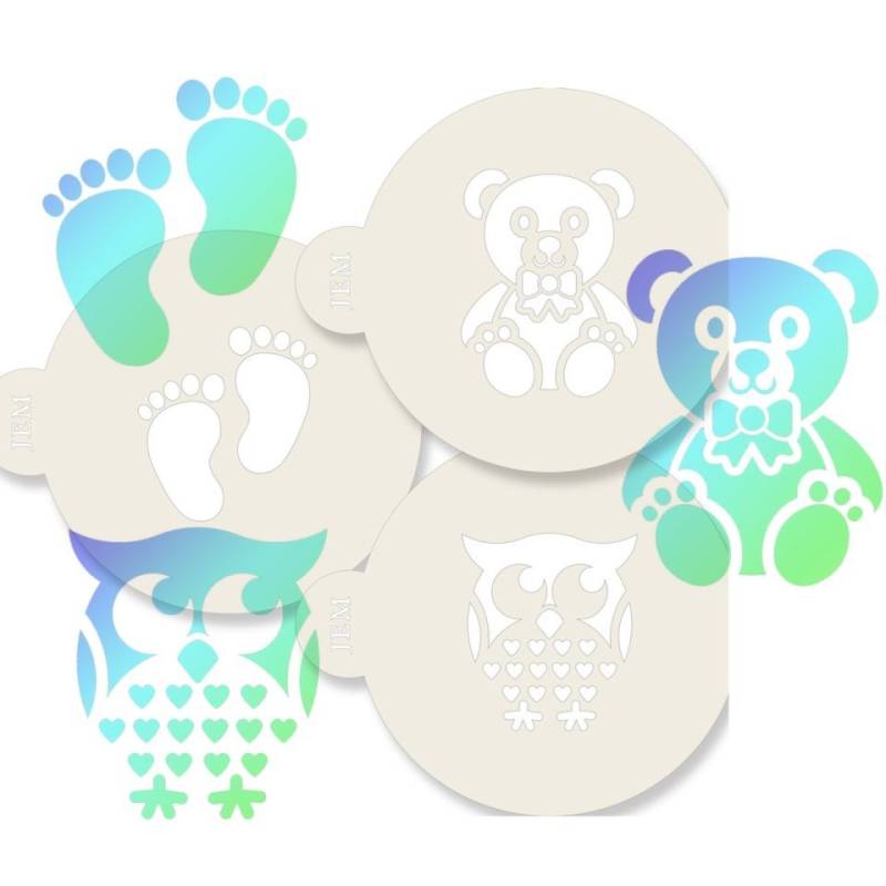 Keks-Schablone, Baby Füße, Teddybär, Eule, 3er Set, 9 cm von Pati-Versand