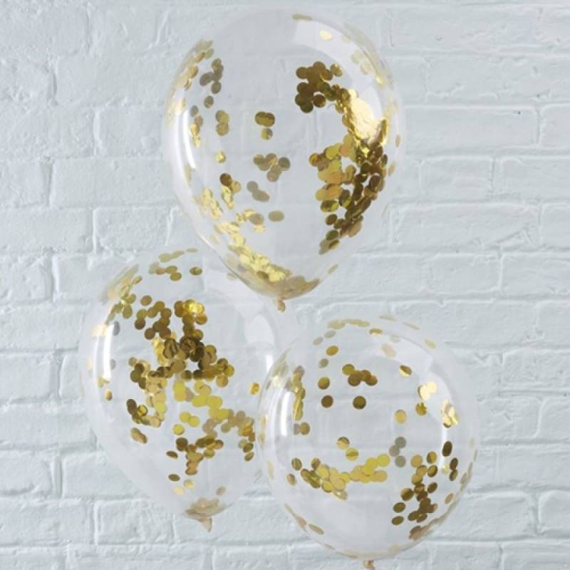 Luftballons Goldenes Konfetti, 5 Stück, 30 cm von Pati-Versand