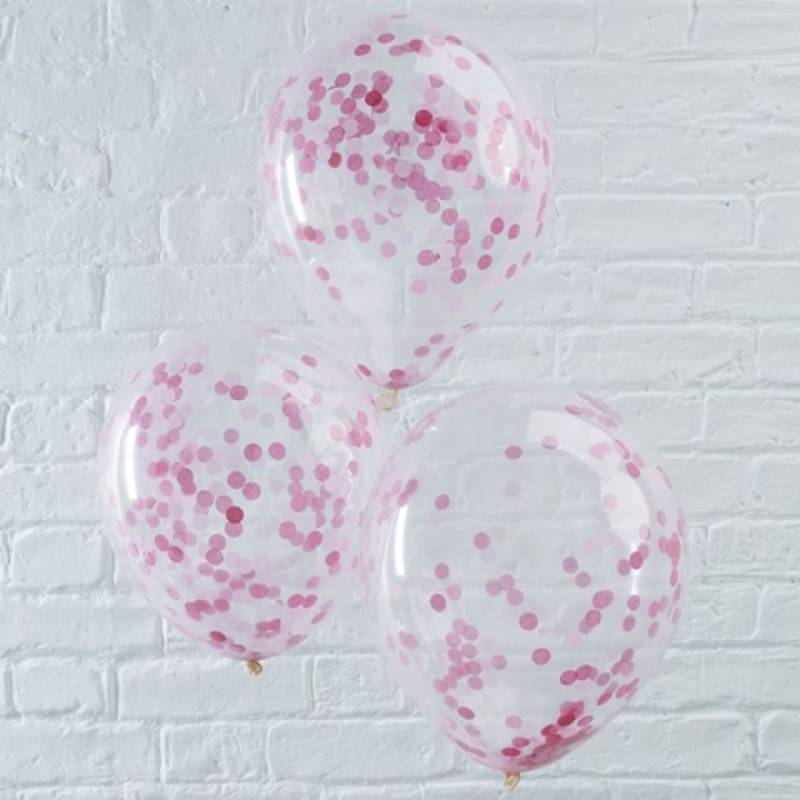 Luftballons Rosa Konfetti, 5 Stück, 30 cm von Pati-Versand