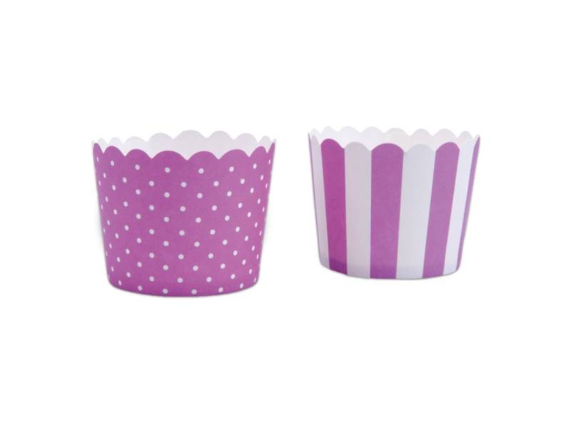 Muffinförmchen, stabil Lila-Weiß 12 Stk. 2 Designs, 5 cm von Pati-Versand