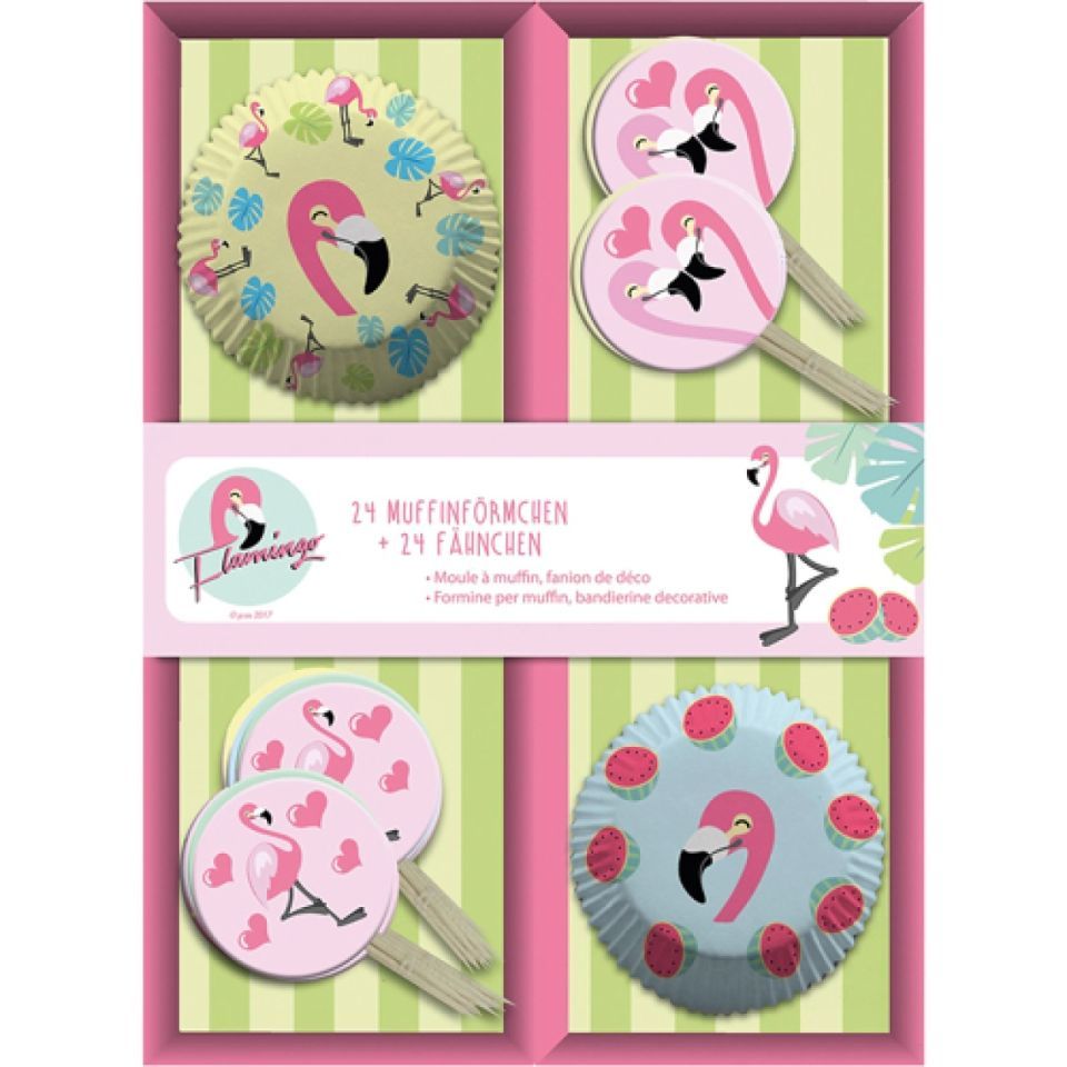 Muffinförmchen Set mit Picker Flamingo Muffinförmchen Set mit Picker Flamingo von Pati-Versand