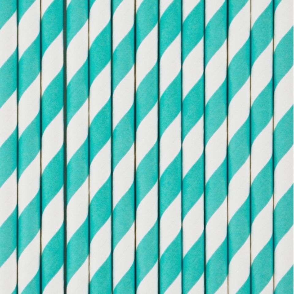 Papier-Strohhalme 20 cm, türkis gestreift, 10 Stk. Papier-Strohhalme 20 cm, türkis gestreift, 10 Stk. von Pati-Versand