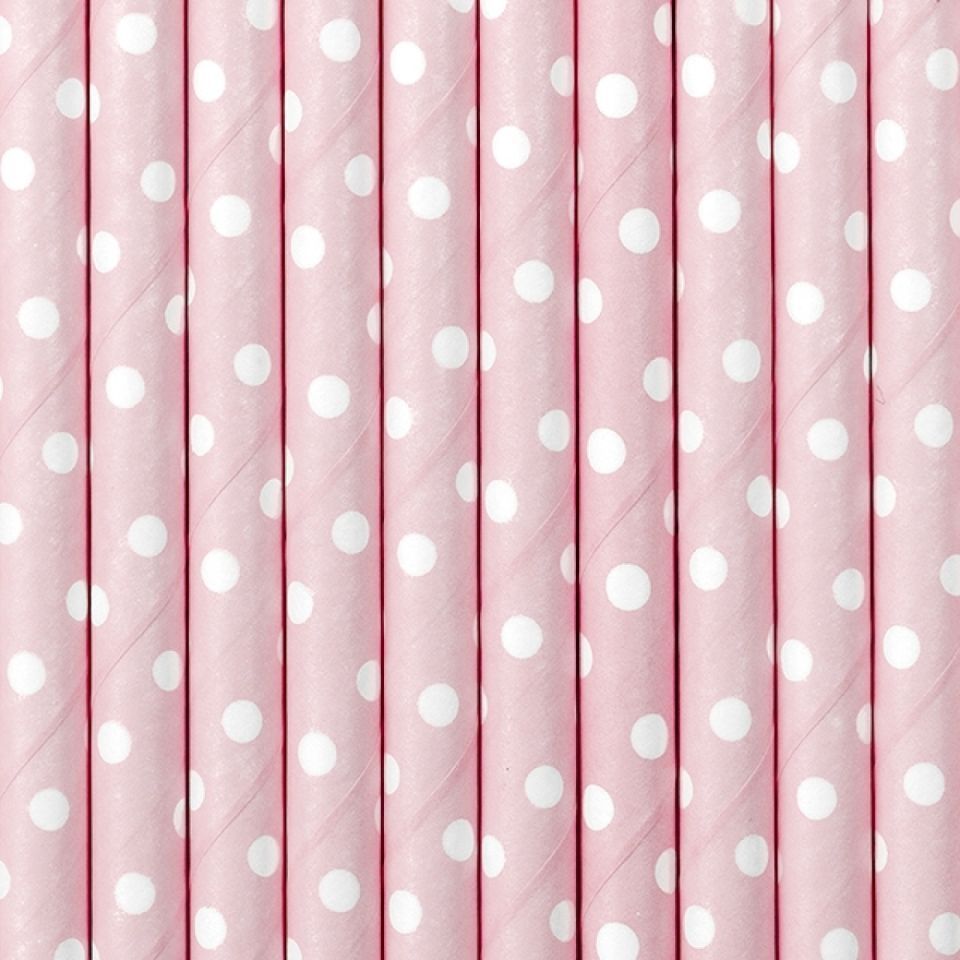 Papierstrohhalme Baby Pink Punkte Papierstrohhalme Baby Pink Punkte von Pati-Versand