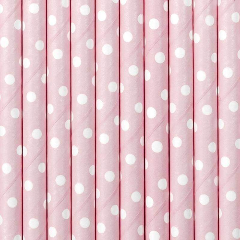 Papierstrohhalme Baby Pink Punkte von Pati-Versand