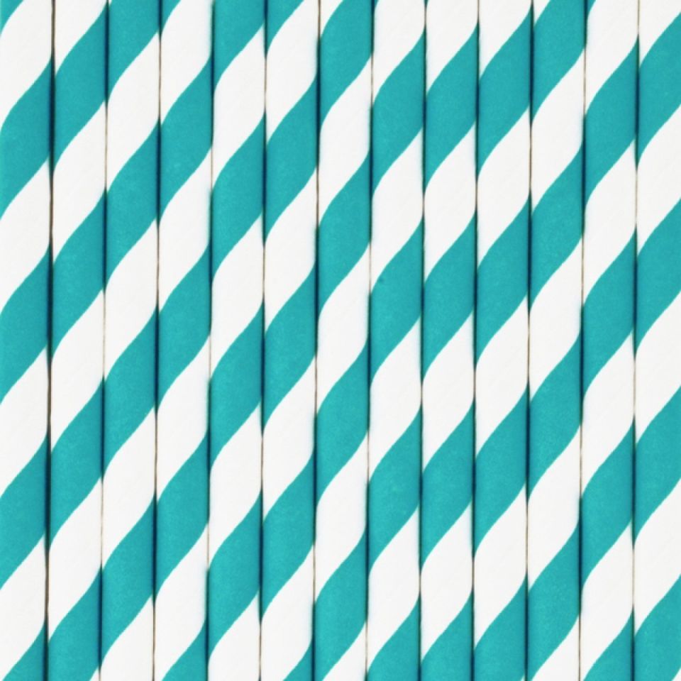 Papierstrohhalme Türkise Streifen, 10 Stück, 20 cm Papierstrohhalme Türkise Streifen, 10 Stück, 20 cm von Pati-Versand