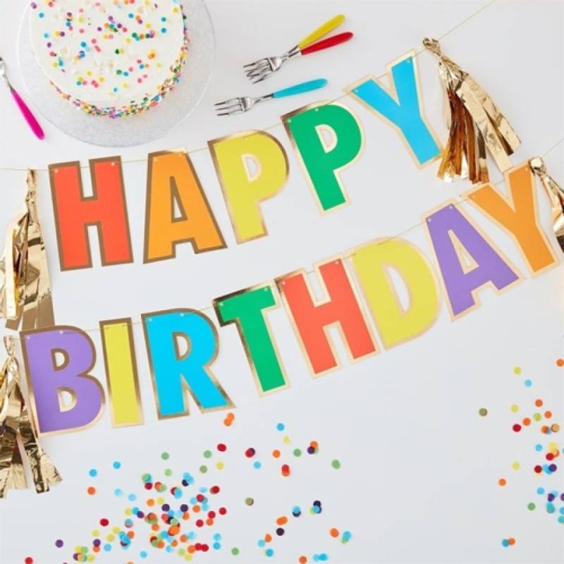 Party Girlande Happy Birthday Regenbogen von Pati-Versand