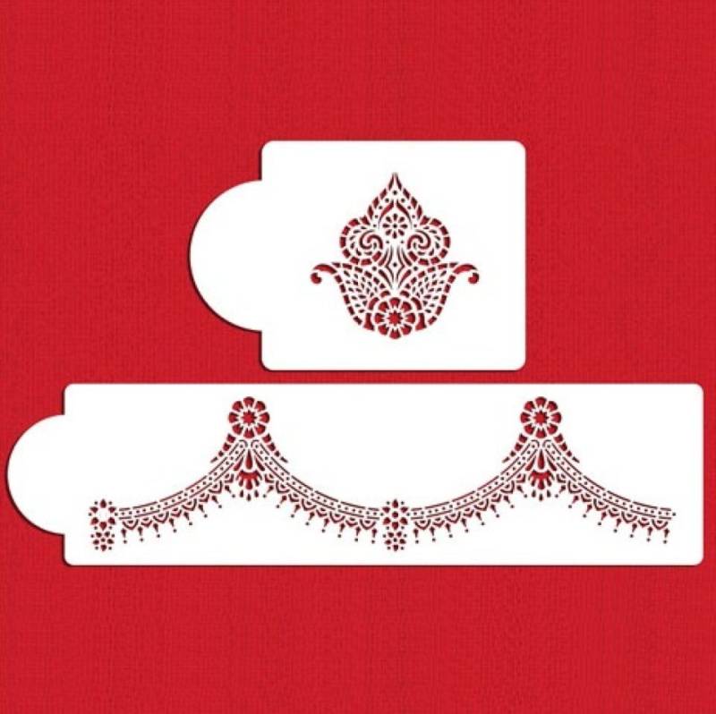 Schablone Meenakari, Royal Icing & Airbrush Set, 10x36 cm von Pati-Versand