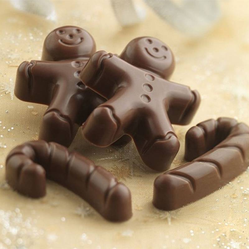 Silikomart Silikonform für Schokolade Gingerbread man & Zuckerstange von Pati-Versand