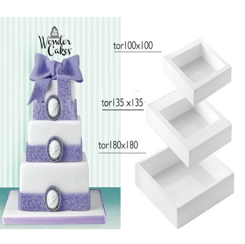 Silikomart Wonder Cake Quadrat, 3 Silikonformen Set 10 - 18 cm von Pati-Versand