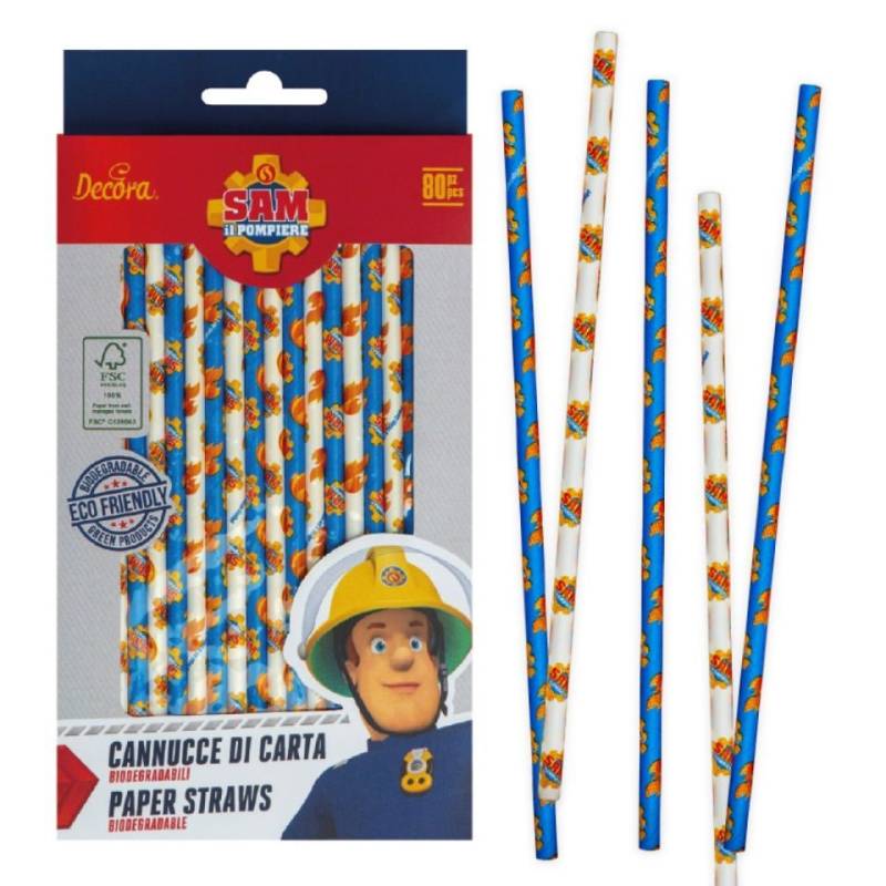 Strohhalme Bio Papier Feuerwehrmann Sam von Pati-Versand