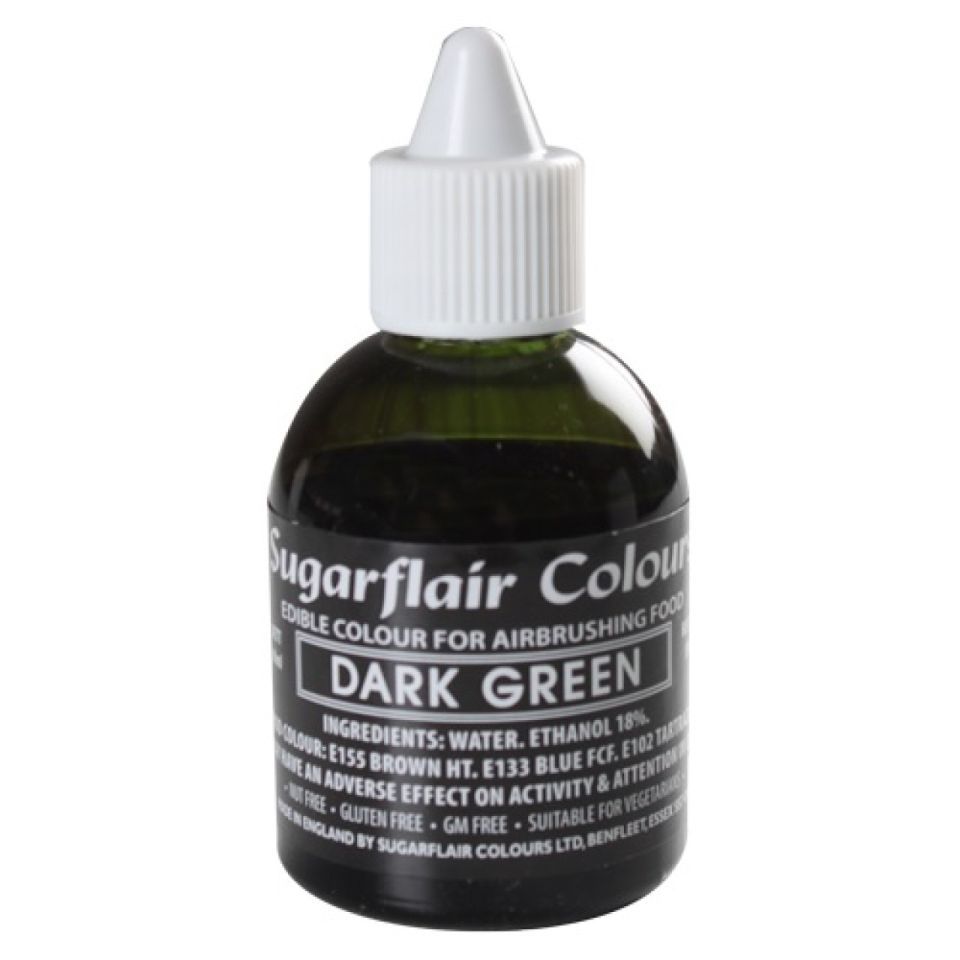 Sugarflair, Airbrush flüssige Lebensmittelfarbe 60 ml Dunkel Grün von Pati-Versand