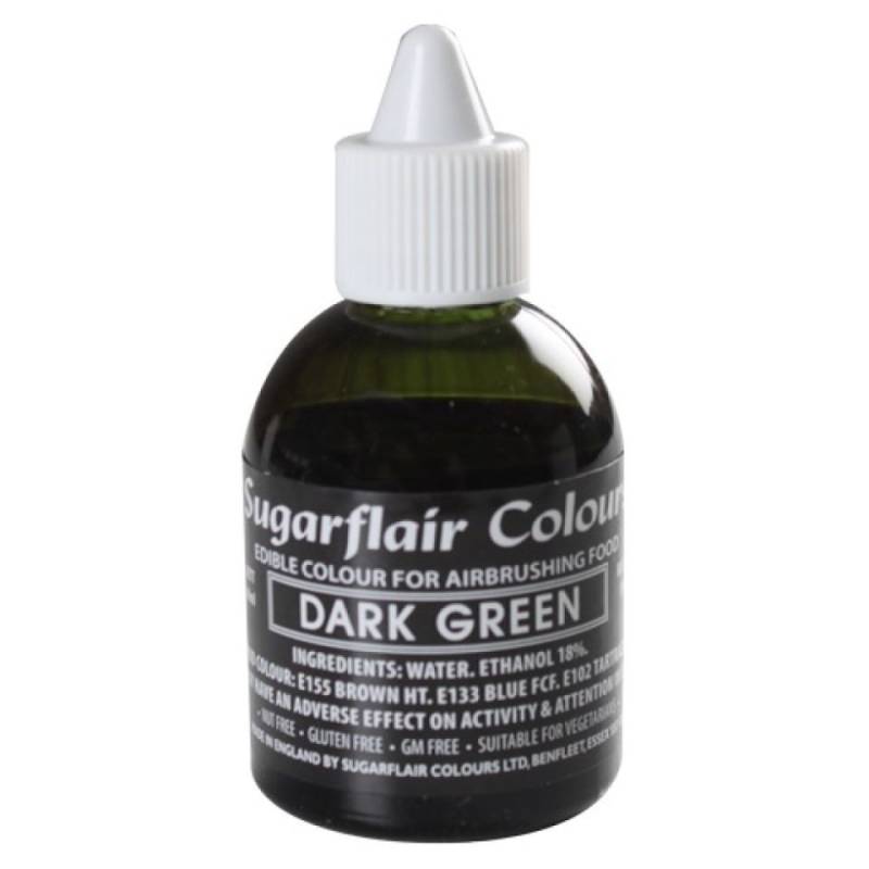 Sugarflair, Airbrush flüssige Lebensmittelfarbe 60 ml Dunkel Grün von Pati-Versand
