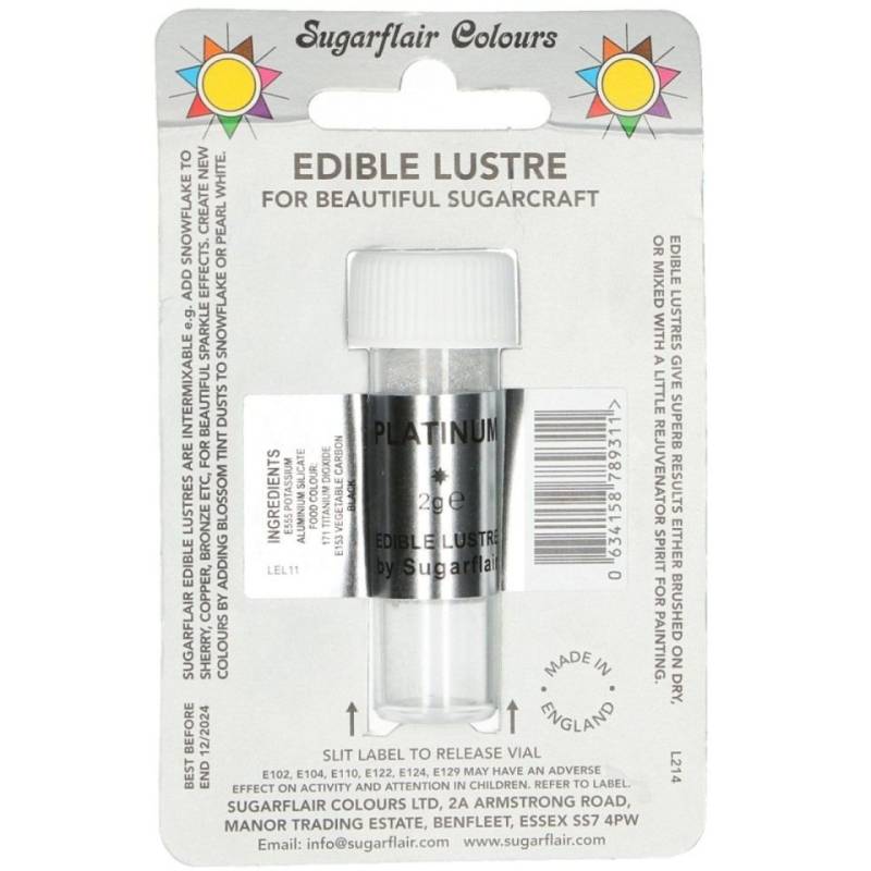Sugarflair Lebensmittelfarbe Glanz Pulver, Platinum von Pati-Versand