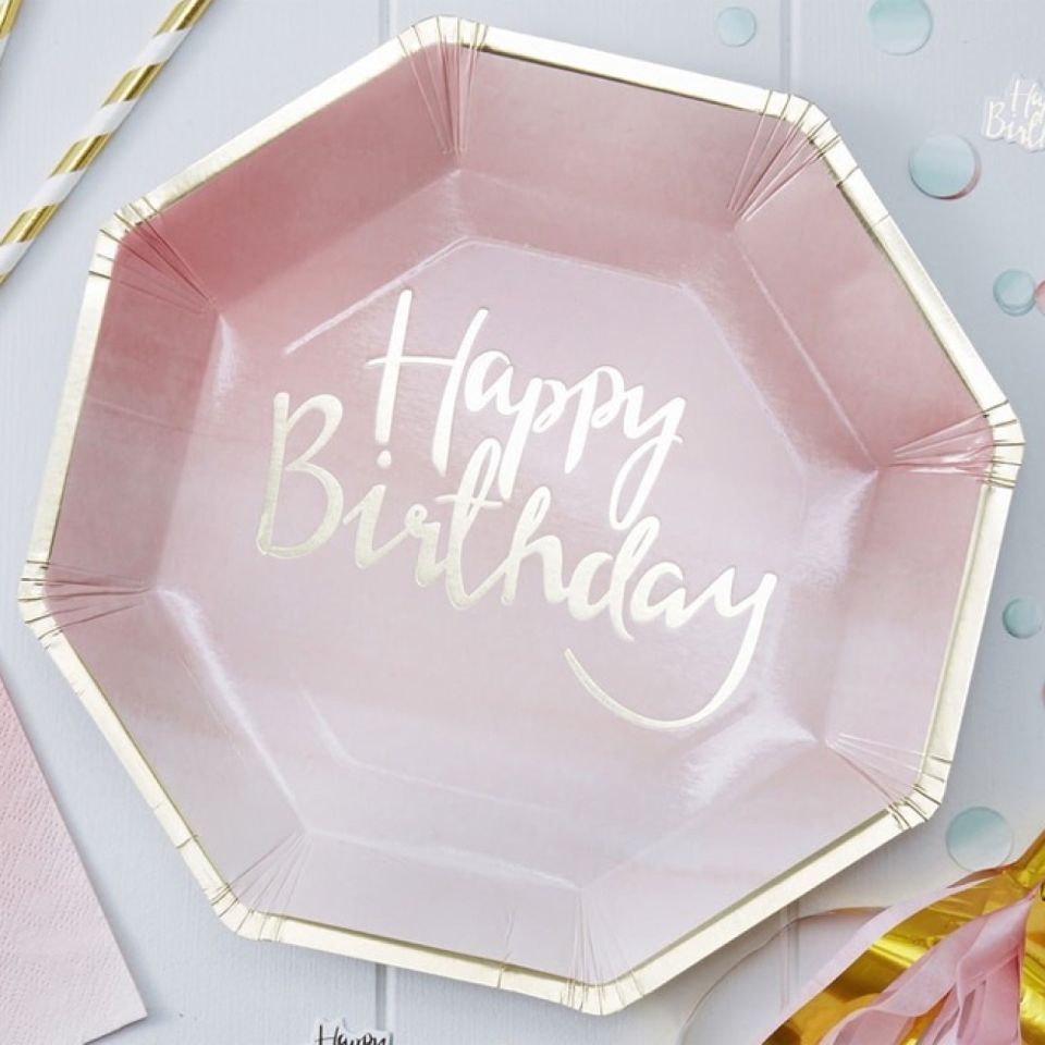 Teller Rosa Gold Happy Birthday Teller Rosa Gold Happy Birthday von Pati-Versand