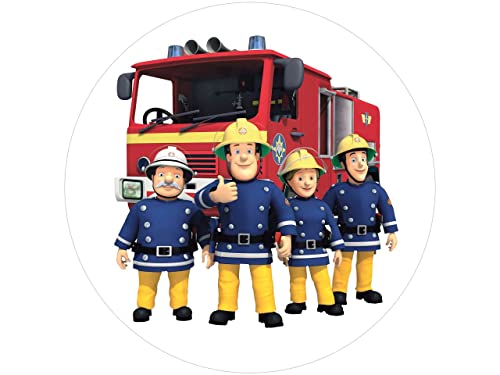 Tortenaufleger Feuerwehrmann Sam 3, rund 20cm Fondantpapier PREMIUM von Pati-Versand