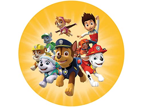 Tortenaufleger Paw Patrol gelb, rund 20cm Fondantpapier PREMIUM von Pati-Versand