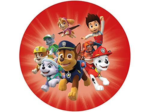 Tortenaufleger Paw Patrol rot, rund 20cm Fondantpapier PREMIUM von Pati-Versand