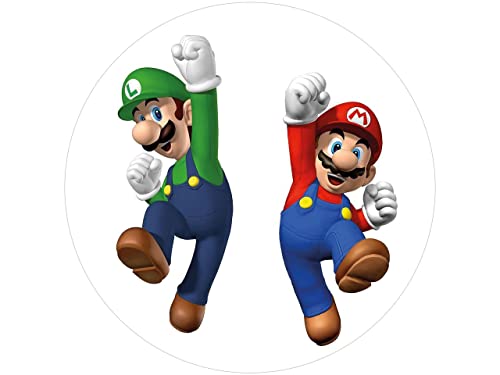 Tortenaufleger Super Mario Luigi und Mario, rund 20cm Fondantpapier PREMIUM von Pati-Versand
