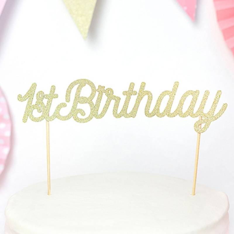 Tortendeko 1st Birthday, Gold, 21 cm von Pati-Versand