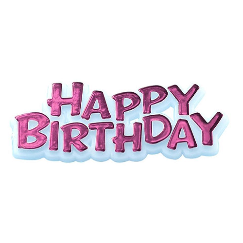 Tortendeko Happy Birthday, Rosa Tortendeko Happy Birthday, Rosa von Pati-Versand