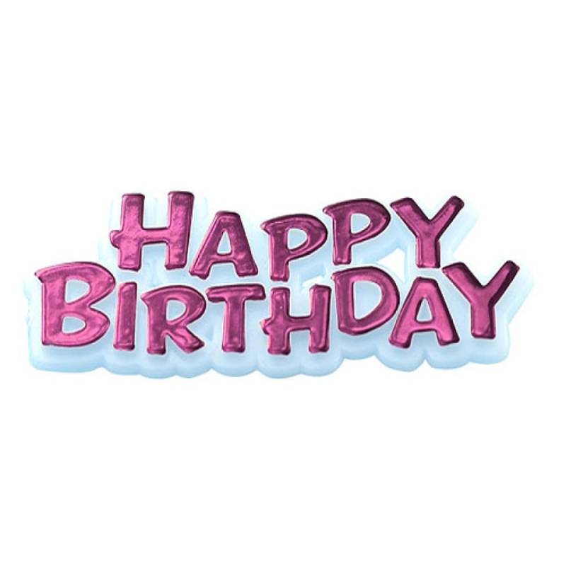 Tortendeko Happy Birthday, Rosa von Pati-Versand