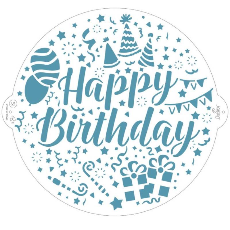 Tortenschablone Happy Birthday 25cm Decora von Pati-Versand