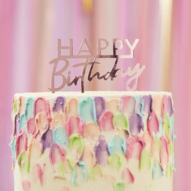 Tortentopper Rosegold Happy Birthday von Pati-Versand