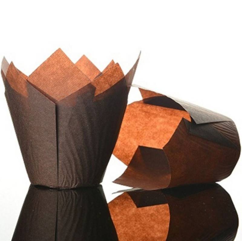 Tulip-Muffinförmchen, 50 Stk, Durchmesser: 5 cm, braun von Pati-Versand