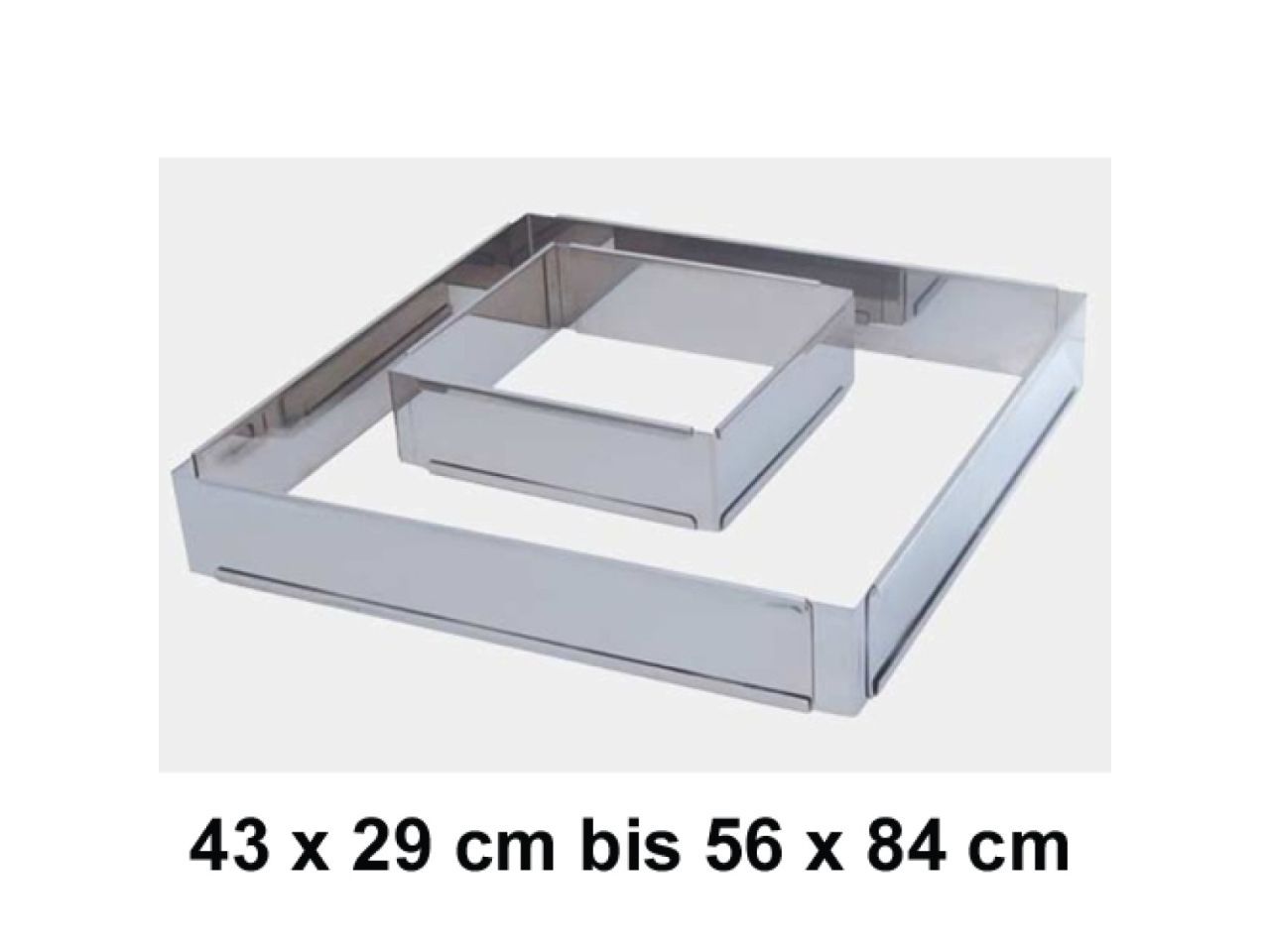 Verstellbarer Tortenrahmen, rechteckig, 43x29cm bis 56x84 cm Verstellbarer Tortenrahmen, rechteckig, 43x29cm bis 56x84 cm von Pati-Versand