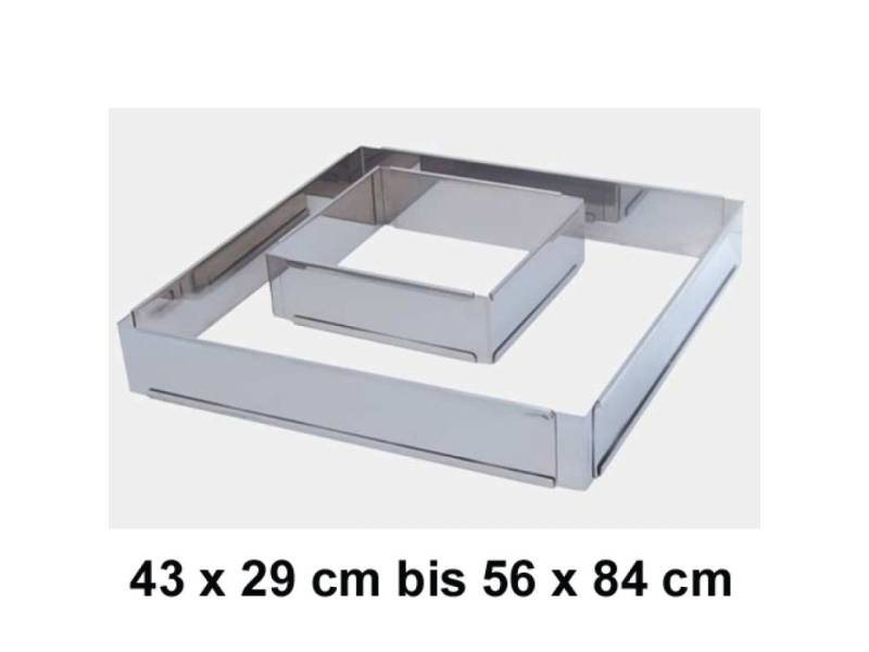 Verstellbarer Tortenrahmen, rechteckig, 43x29cm bis 56x84 cm von Pati-Versand